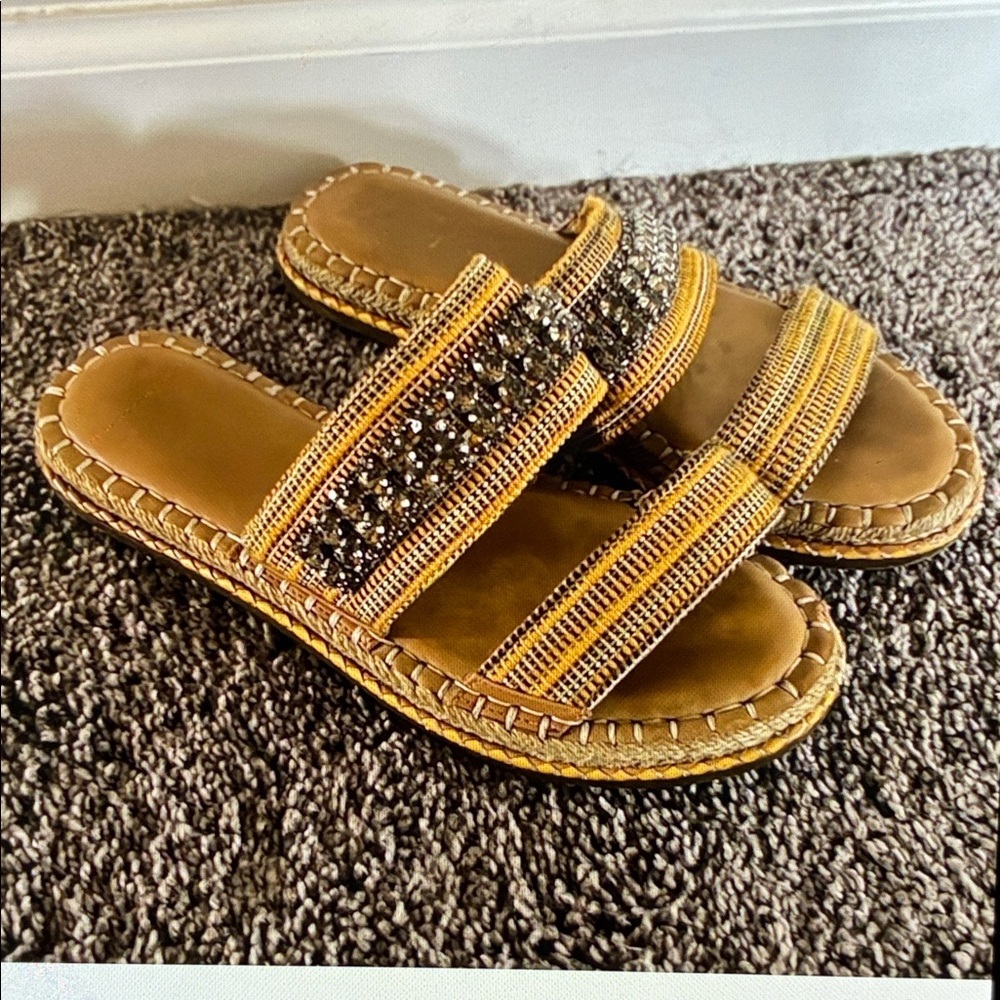Anthropologie Crown Embellished Espadrille Sandal size 7